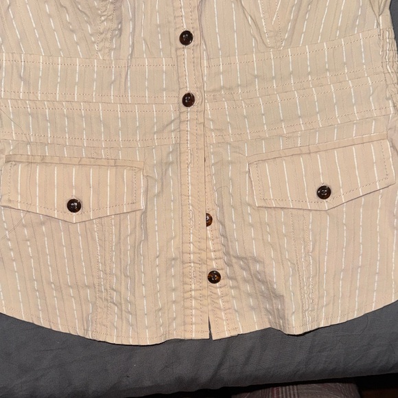 Bebe Beige Striped Button-Up Shirt - Picture 4 of 9